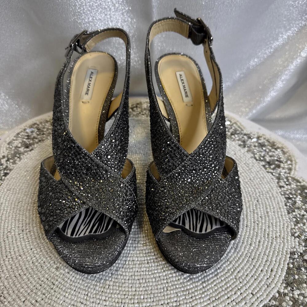 Alex Marie Silver Sparkle Sling Shoes Size 6.5